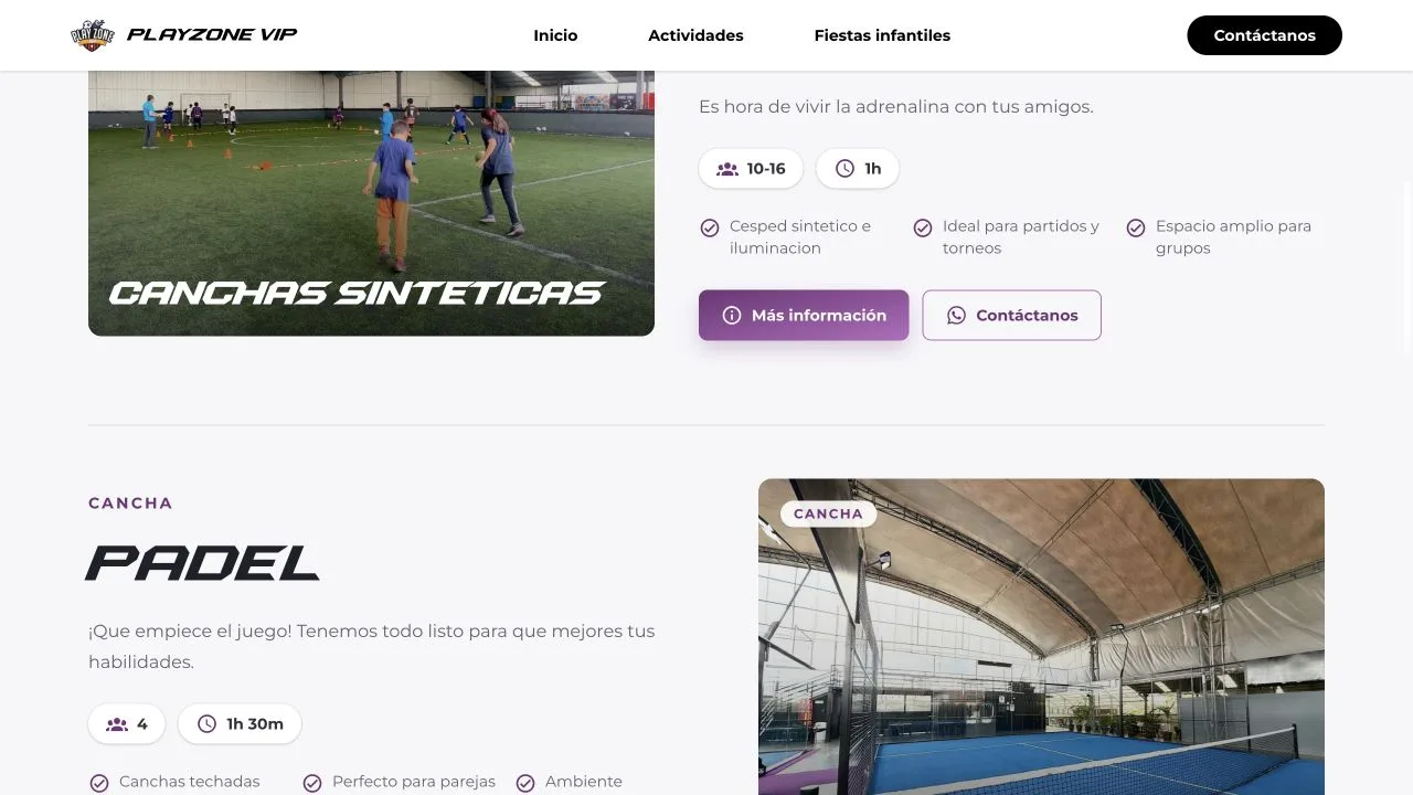 PlayZone VIP: sports activity pages